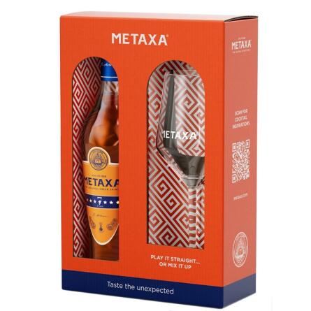 Бренди Метакса / Metaxa, 7 лет, 40%, 0.7л, в подарочной коробке + 1 бокал