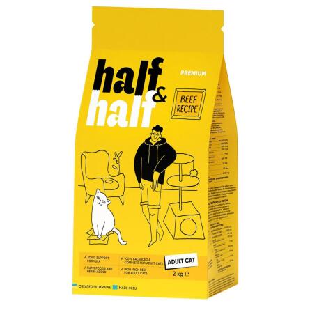 Корм сухий Half&Half яловичина для котів 2кг