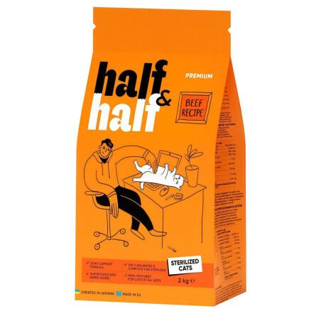 Корм сухий Half&Half яловичина для стерилізованих котів 2кг