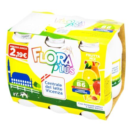 Продукт кисломолочный Flora Plus с пробиотиками Фруктовый микс 6х100г