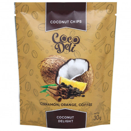 Чипсы кокосовые Coco Deli сладкие с апельсином, корицей и кофе 30г slide 1