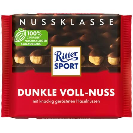 Шоколад темный Ritter Sport с цельными лесными орехами 100г