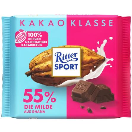 Шоколад молочный Ritter Sport Гана 55% 100г