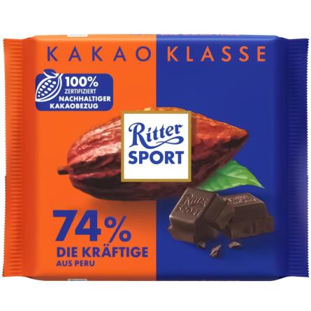 Шоколад черный Ritter Sport Перу 74% 100г