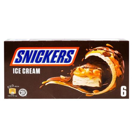 Морозиво Snickers в молочно-шоколадній глазурі зі смаженим арахісом та карамеллю 6х45,6г