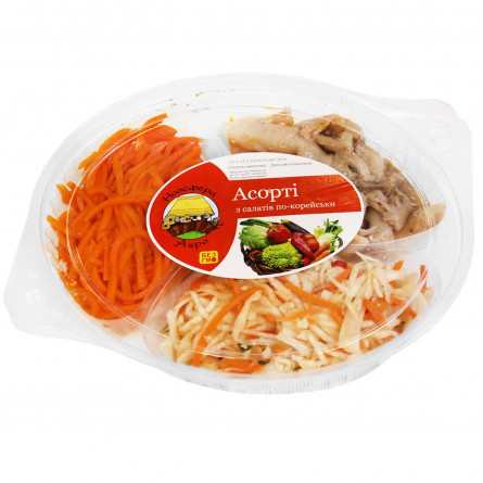 Салат Ноосфера-Агро Асорті №4 морква, гриби вішанки, капуста білокачанна по-корейськи 300г slide 1