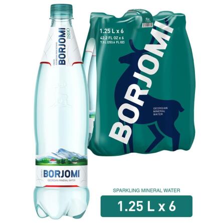 Вода минеральная Borjomi сильногазированная пластиковая бутылка 1,25л