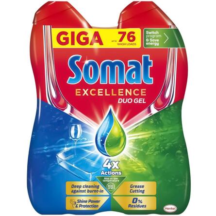 Гель для посудомоечных машин Somat Exellence Duo Gel 684+684мл