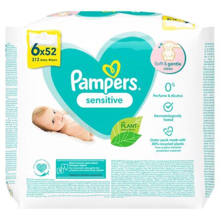 Cерветки вологі Pampers Sensitive 6x52шт