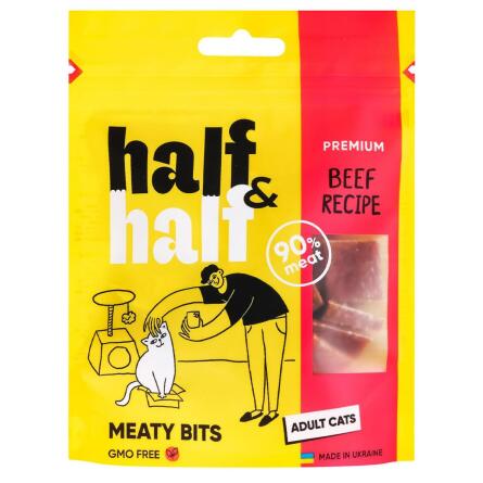 Лакомство для кошек Half&Half Meaty Bits с говядиной 50г