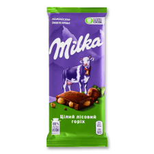 Шоколад молочний Milka з цілим лісовим горіхом mini slide 1