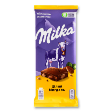 Шоколад молочний Milka з цілим мигдалем mini slide 1