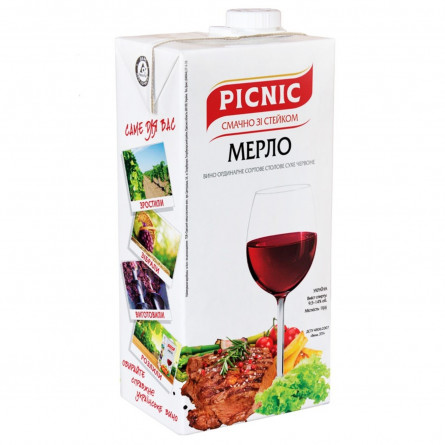 Вино Picnic Merlot червоне сухе 9.5-13% 1л