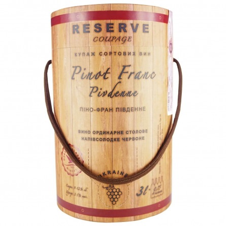 Вино Reserve Coupage Pinot Franc Pivdenne красное полусладкое 9-12% 3л slide 1