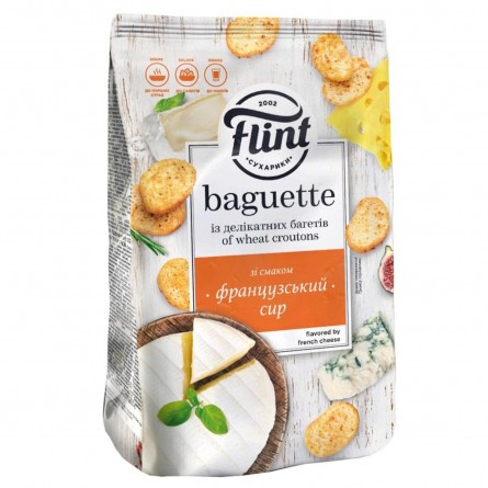 Сухарики Flint Baguette пшеничні зі смаком французького сиру 110г