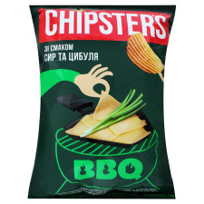 Чіпси картопляні хвилясті Chipsters зі смаком Сир та цибуля 120г mini slide 1