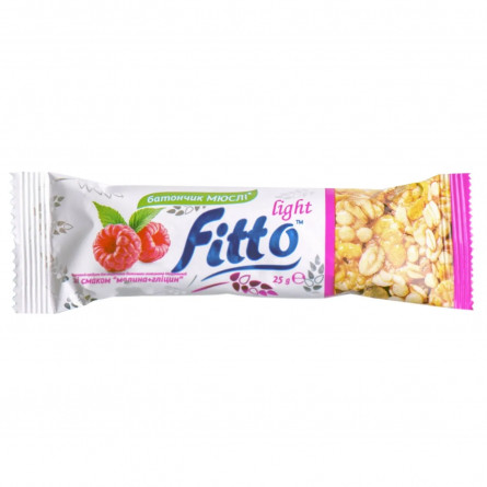 Батончик-мюслі Fitto light зі смаком малина + гліцин 25г slide 1