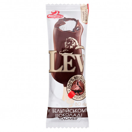 Морозиво Ласунка LEV пломбір у бельгійському шоколаді 80г