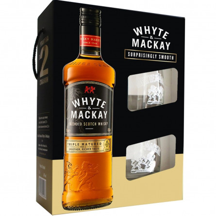 Віскі White&Mackay 40% 0,7л + 2 склянки у коробці