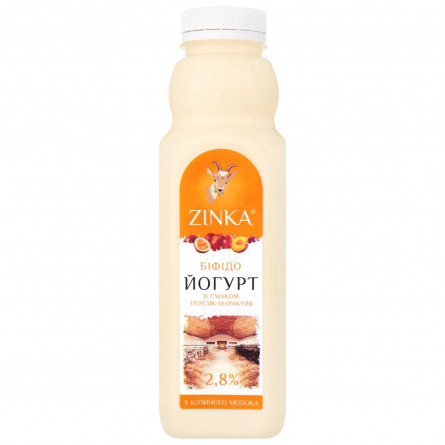 Бифидойогурт Zinka из козьего молока со вкусом персика и маракуйи 2,8% 510г