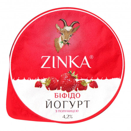 Біфідойогурт Zinka з козиного молока з полуницею 4,2% 100г