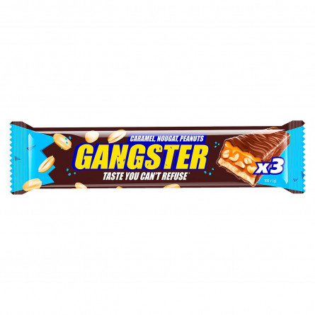 Батончик Vale Gangster з арахісом, нугою та карамеллю глазурований 100г slide 1