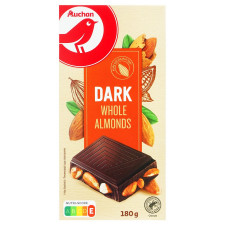 Шоколад Ашан темний з цілим мигдалем 180г mini slide 1