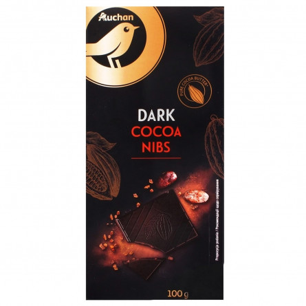 Шоколад Ашан темний з додаванням какао-бобів 74% 100г