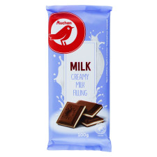 Шоколад Ашан молочный с молочным кремом 100г mini slide 1