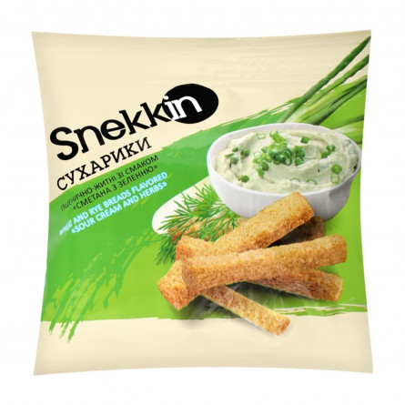 Сухарики Snekkin житньо-пшеничні зі смаком сметани з зеленню 35г