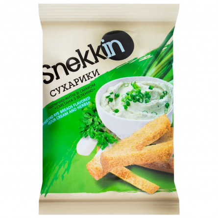 Сухарики Snekkin пшенично-житні зі смаком сметана з зеленню 70г