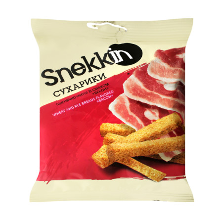 Сухарики Snekkin пшенично-житні зі смаком бекону 110г
