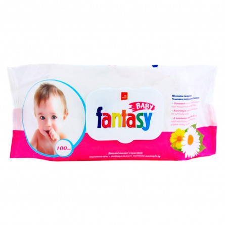 Салфетки влажные Fantasy Baby для детей с экстрактом ромашки, календулы и Д-пантенол 100шт slide 1