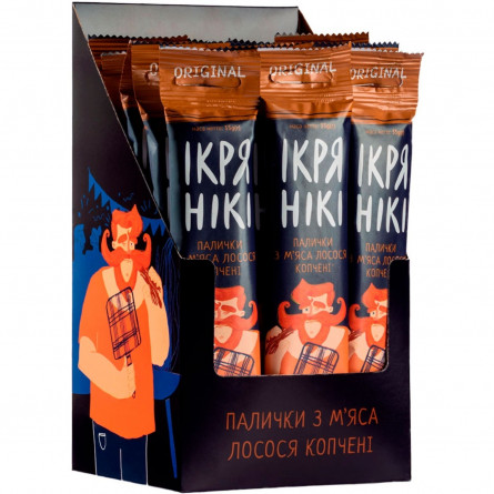 Палочки из мяса лосося Ікрянікі копченные 35г