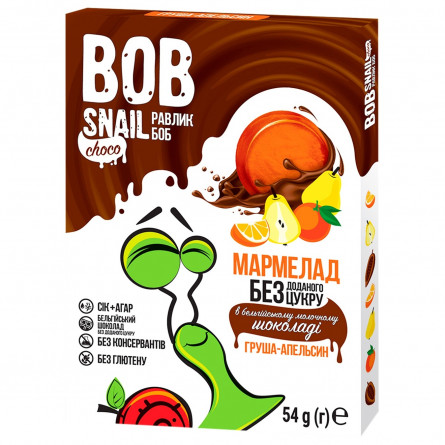 Мармелад Bob Snail груша-апельсин в молочному шоколаді без цукру 54г slide 1