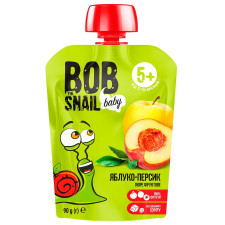 Пюре Snail Bob яблуко-персик дитяче 90г mini slide 1