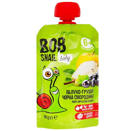 Пюре Bob Snail Яблуко-груша-чорна смородина для дітей від 6місяців 90г