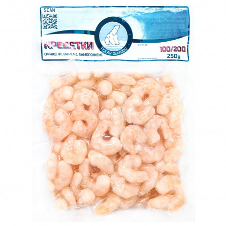 Креветки Polar Seafood варено-морожені очищені без хвостів 100/200 250г