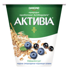 Біфідойогурт Активіа чорна смородина-чорниця-злаки 2,5% 260г mini slide 1