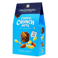 Конфеты Millennium Choco Crunch Nuts с арахисом миндалем и рисовыми шариками в молочном шоколаде 100г mini slide 1
