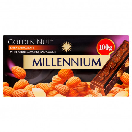 Шоколад Millennium Gold Nut чорний з цілим мигдалем 100г slide 1