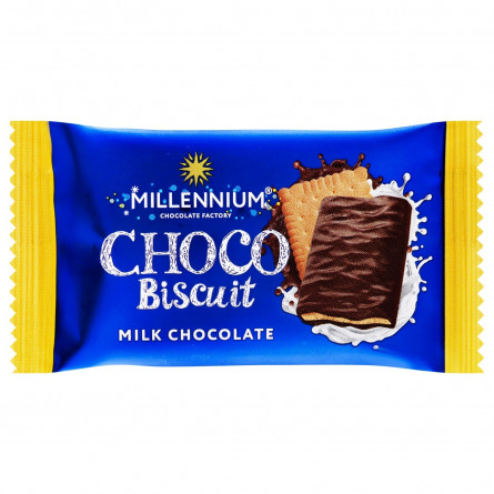Печиво Millennium Choco Biscuit глазуроване 14г slide 1