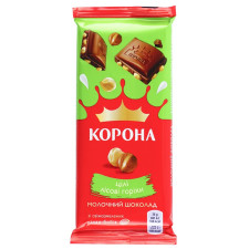 Шоколад молочний Корона з цілими лісовими горіхами у плитках 100г mini slide 1