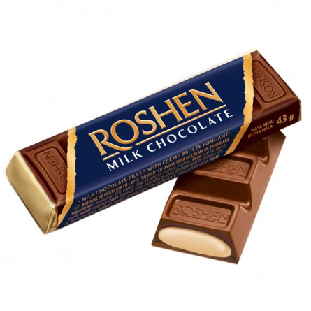 Батончик Roshen молочно-шоколадний з начинкою крем-брюле 43г slide 1