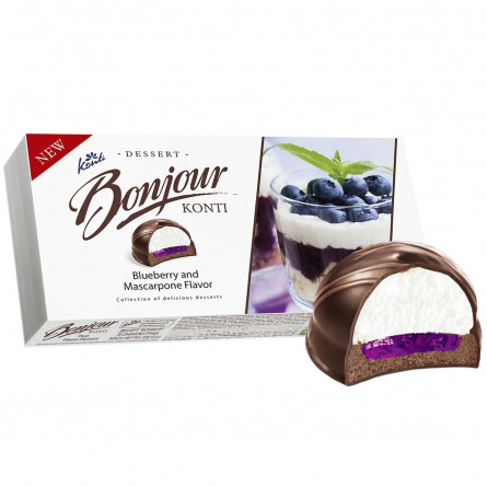 Десерт Konti Boinjour зі смаком чорниця-маскарпоне 232г slide 1