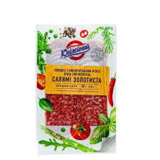 Ковбаса Ювілейний Салямі золотиста сирокопчена нарізка 1/ґ 80г mini slide 1