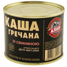 Каша Алан гречневая со свининой консервированная 525г mini slide 1