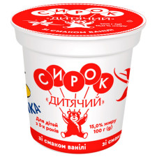 Сирок Слов'яночка Дитячий зі смаком ваніліну 15% 120г mini slide 1