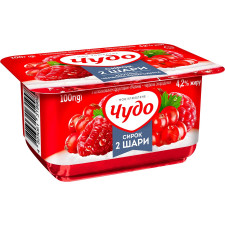 Сирок збитий Чудо малина-червона смородина 4.2% 100г mini slide 1