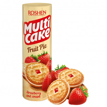 Печенье Roshen Multicake сахарное c начинкой клубника-крем 195г slide 1